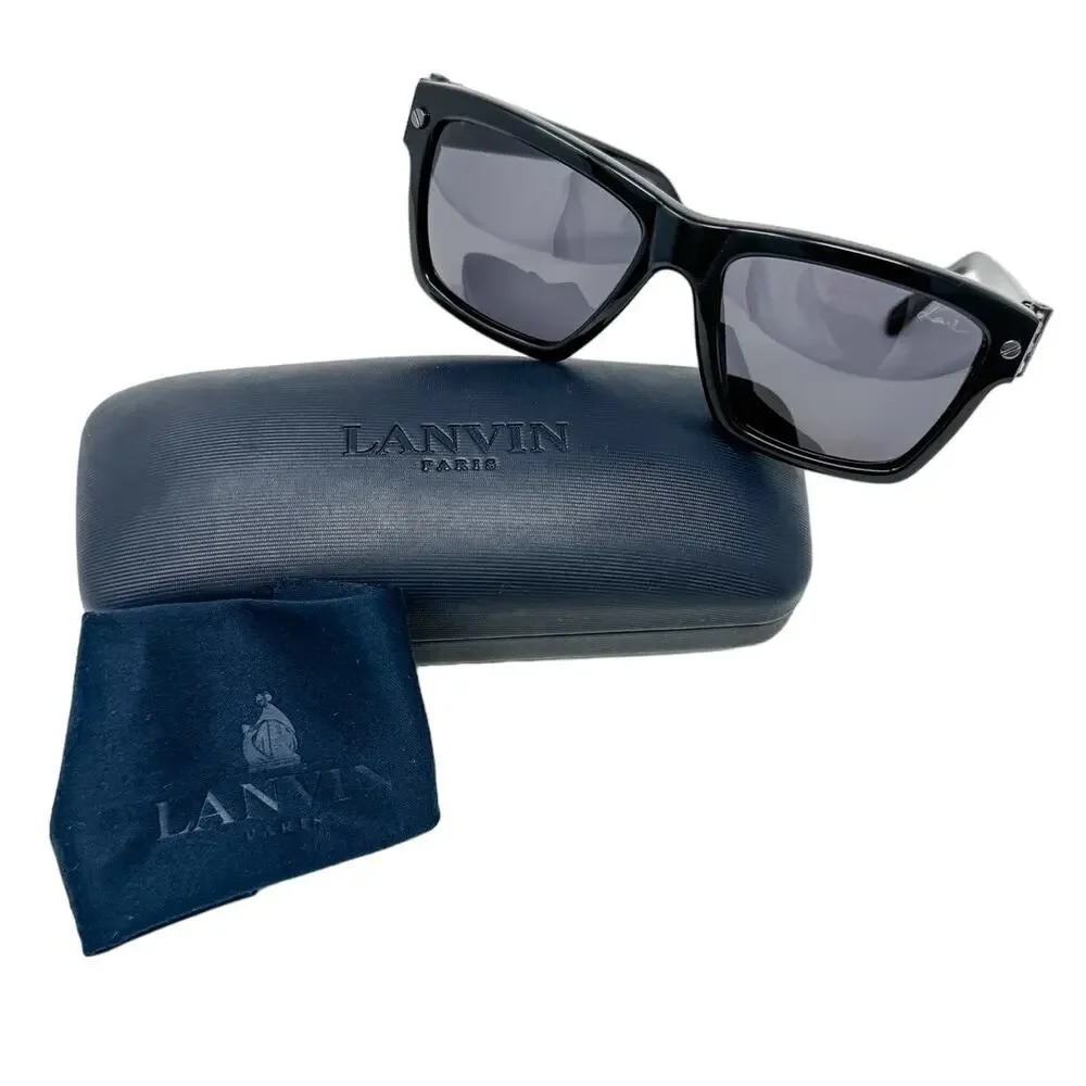 Lanvin Square Jeweled Sunglasses w/ case black SNL 511S